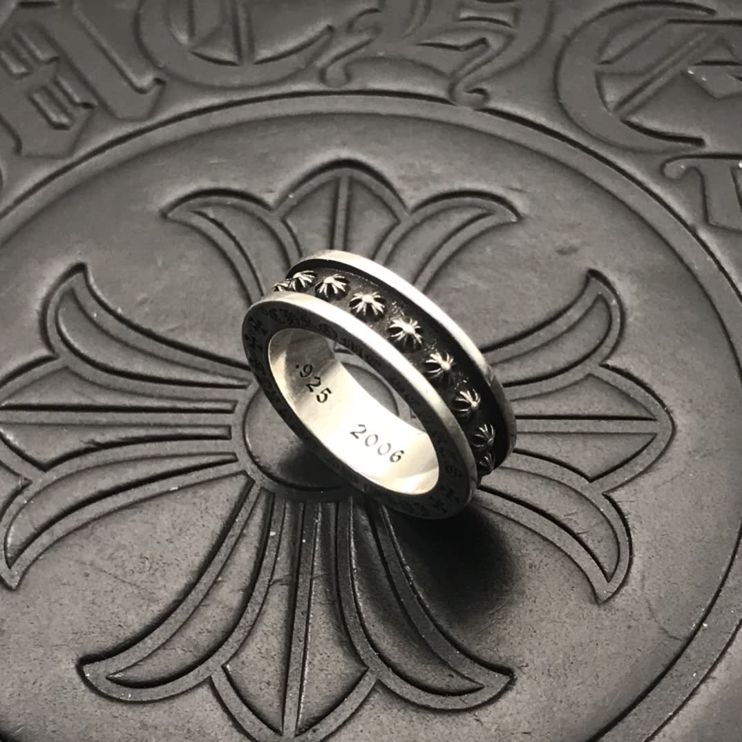 Chrome Hearts 925 Sterling Silver Ring with Leaf Pattern